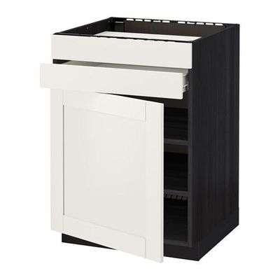 МЕТОД / ФОРВАРА Нап шк д/вар панели/дв/2фасада/1ящ - Сэведаль белый, под дерево черный