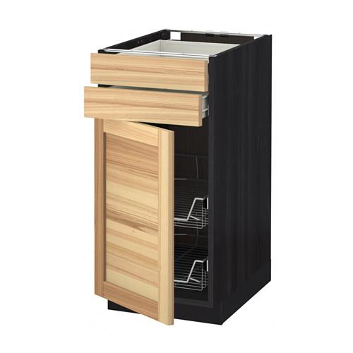 МЕТОД / ФОРВАРА Напольн шкаф/дверца/2ящ/првл крзн - под дерево черный, Торхэмн естественный ясень, 40x60 см