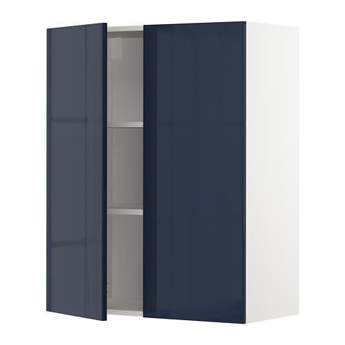 МЕТОД Навесной шкаф с полками/2дверцы - белый, Ерста глянцевый черно-синий, 80x100 см МЕТОД Навесной шкаф с полками/2дверцы - белый, Ерста глянцевый черно-синий, 80x100 см