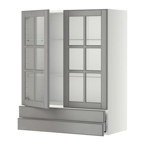 МЕТОД / МАКСИМЕРА Навесной шкаф/2 стек дв/2 ящика - белый, Будбин серый, 80x100 см МЕТОД / МАКСИМЕРА Навесной шкаф/2 стек дв/2 ящика - белый, Будбин серый, 80x100 см