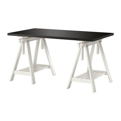 ЛИННМОН / ФИНВАРД Стол - черно-коричневый/белый