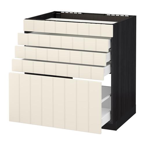 МЕТОД / МАКСИМЕРА Напольн шк д/вар панели/5фасад/4ящ - под дерево черный, Хитарп белый с оттенком, 80x60 см