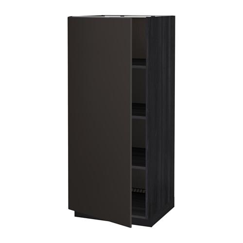 МЕТОД Высок шкаф с полками - под дерево черный, Кунгсбакка антрацит МЕТОД Высок шкаф с полками - под дерево черный, Кунгсбакка антрацит