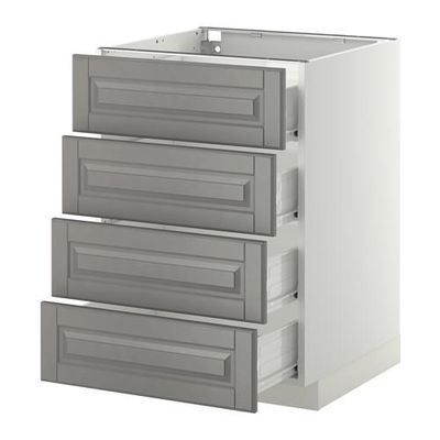 МЕТОД / ФОРВАРА Напольн шкаф 4 фронт панели/4 ящика - 60x60 см, Будбин серый, белый МЕТОД / ФОРВАРА Напольн шкаф 4 фронт панели/4 ящика - 60x60 см, Будбин серый, белый