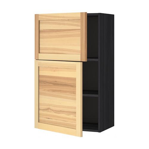 МЕТОД Навесной шкаф с полками/2дверцы - под дерево черный, Торхэмн естественный ясень МЕТОД Навесной шкаф с полками/2дверцы - под дерево черный, Торхэмн естественный ясень