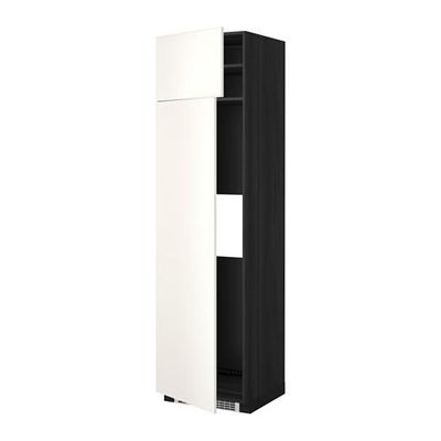 МЕТОД Выс шкаф д/холодильн или морозильн - 60x60x220 см, Веддинге белый, под дерево черный