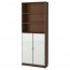 БИЛЛИ / МОРЛИДЕН Шкаф книжный со стеклянными дверьми - коричневый ясеневый шпон/стекло