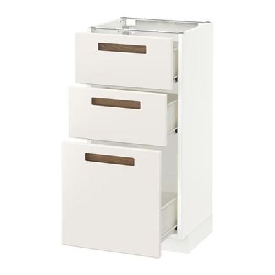 МЕТОД / ФОРВАРА Напольный шкаф с 3 ящиками - 40x37 см, Мэрста белый, белый