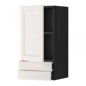 МЕТОД / ФОРВАРА Навесной шкаф с дверцей/2 ящика - 40x80 см, Лаксарби белый, под дерево черный