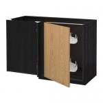 МЕТОД Угловой напол шкаф с выдвижн секц - под дерево черный, Экестад дуб МЕТОД Угловой напол шкаф с выдвижн секц - под дерево черный, Экестад дуб