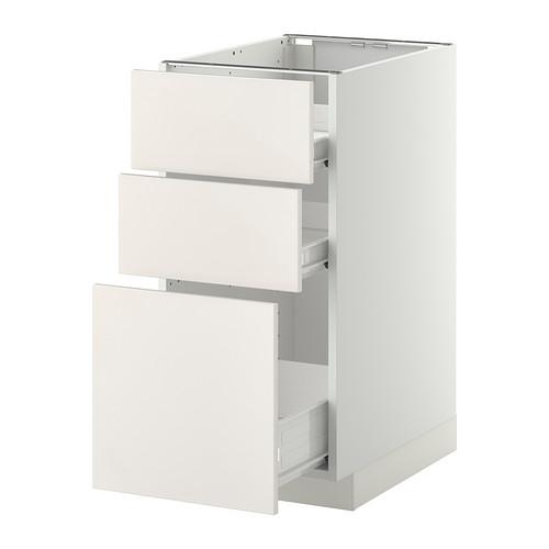 МЕТОД / ФОРВАРА Напольн шкаф 3фрнт пнл/2низк/1ср ящ - белый, Веддинге белый, 40x60 см