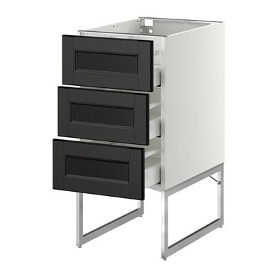 МЕТОД / МАКСИМЕРА Нплн шк 3 фрнт/3 средн ящика - 40x60x60 см, Лаксарби черно-коричневый, белый МЕТОД / МАКСИМЕРА Нплн шк 3 фрнт/3 средн ящика - 40x60x60 см, Лаксарби черно-коричневый, белый