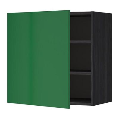 МЕТОД Шкаф навесной с полкой - 60x60 см, Флэди зеленый, под дерево черный