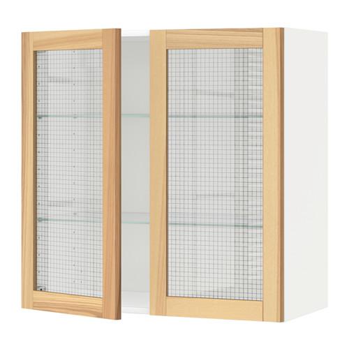 МЕТОД Навесной шкаф с полками/2 стекл дв - белый, Торхэмн естественный ясень, 80x80 см МЕТОД Навесной шкаф с полками/2 стекл дв - белый, Торхэмн естественный ясень, 80x80 см