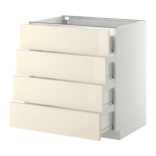МЕТОД / ФОРВАРА Напольн шкаф 4 фронт панели/4 ящика - 80x60 см, Рингульт глянцевый кремовый, белый МЕТОД / ФОРВАРА Напольн шкаф 4 фронт панели/4 ящика - 80x60 см, Рингульт глянцевый кремовый, белый