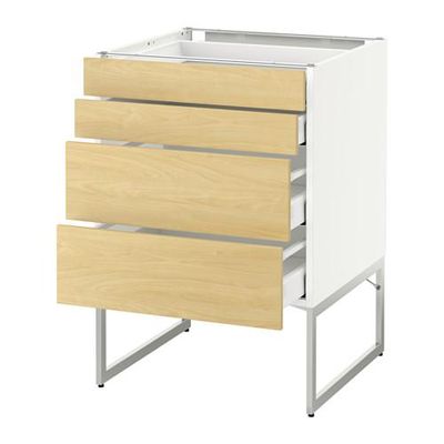 МЕТОД / МАКСИМЕРА Нплн шк 4 фронт/2 низк/2средн ящ - 60x60x60 см, Тингсрид под березу, белый