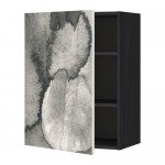 МЕТОД Шкаф навесной с полкой - под дерево черный, Кальвиа с печатным рисунком, 60x80 см
