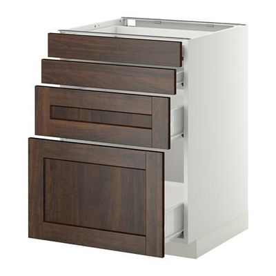 МЕТОД / ФОРВАРА Напольн шкаф 4 фронт панели/4 ящика - 60x60 см, Эдсерум под дерево коричневый, белый МЕТОД / ФОРВАРА Напольн шкаф 4 фронт панели/4 ящика - 60x60 см, Эдсерум под дерево коричневый, белый