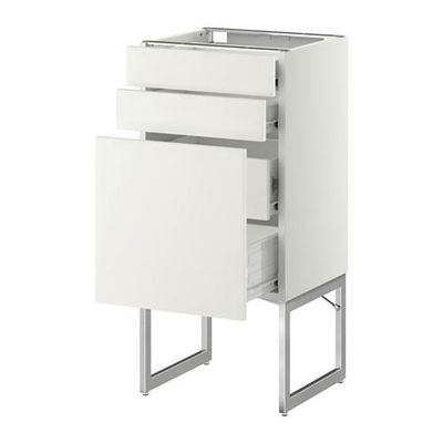 МЕТОД / ФОРВАРА Напольн шкаф 3фронт пнл/2низ/2ср ящ - 40x37x60 см, Хэггеби белый, белый