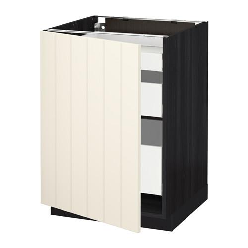 МЕТОД / МАКСИМЕРА Напольный шкаф с 1двр/3ящ - под дерево черный, Хитарп белый с оттенком, 60x60 см МЕТОД / МАКСИМЕРА Напольный шкаф с 1двр/3ящ - под дерево черный, Хитарп белый с оттенком, 60x60 см