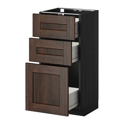 МЕТОД / ФОРВАРА Напольный шкаф с 3 ящиками - 40x37 см, Эдсерум под дерево коричневый, под дерево черный МЕТОД / ФОРВАРА Напольный шкаф с 3 ящиками - 40x37 см, Эдсерум под дерево коричневый, под дерево черный