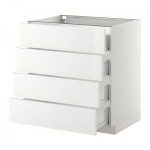 МЕТОД / ФОРВАРА Напольн шкаф 4 фронт панели/4 ящика - 80x60 см, Рингульт глянцевый белый, белый