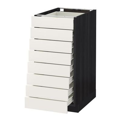 МЕТОД / ФОРВАРА Наполн шкаф 8 фронт/8 низк ящиков - 40x60 см, Сэведаль белый, под дерево черный МЕТОД / ФОРВАРА Наполн шкаф 8 фронт/8 низк ящиков - 40x60 см, Сэведаль белый, под дерево черный