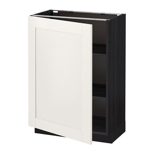 METOD напольный шкаф с полками черный/Сэведаль белый 60x37 см