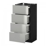 МЕТОД / ФОРВАРА Напольн шкаф 4 фронт панели/4 ящика - 40x37 см, Гревста нержавеющ сталь, под дерево черный МЕТОД / ФОРВАРА Напольн шкаф 4 фронт панели/4 ящика - 40x37 см, Гревста нержавеющ сталь, под дерево черный