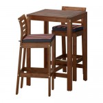ЭПЛАРО Барный стол и 2 барных стула - Эпларо коричневая морилка/Экерон черный