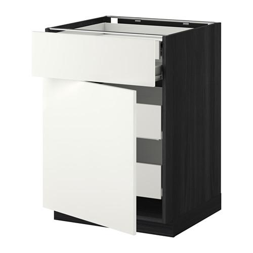 МЕТОД / ФОРВАРА Нплн шк дв/фрнт/2нзк/2срд ящ - под дерево черный, Хэггеби белый, 60x60 см