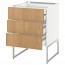 МЕТОД / МАКСИМЕРА Напольн шкаф 3фронт пнл/2низ/2ср ящ - белый, Экестад дуб, 60x60x60 см