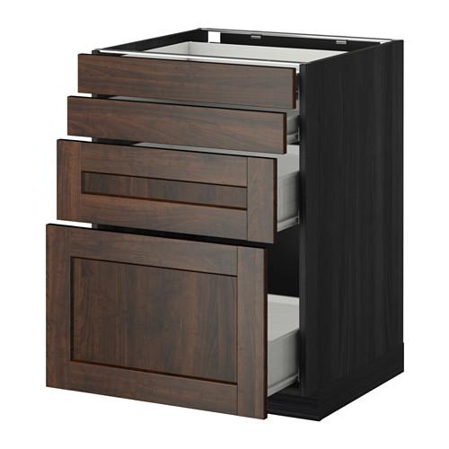 МЕТОД / ФОРВАРА Напольн шкаф 4 фронт панели/4 ящика - под дерево черный, Эдсерум под дерево коричневый, 60x60 см МЕТОД / ФОРВАРА Напольн шкаф 4 фронт панели/4 ящика - под дерево черный, Эдсерум под дерево коричневый, 60x60 см