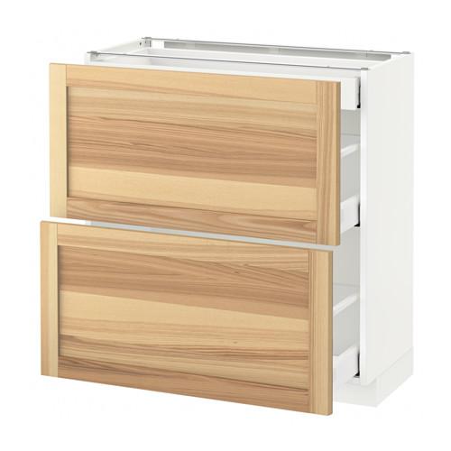 МЕТОД / МАКСИМЕРА Напольный шкаф/2фасада/3ящика - белый, Торхэмн естественный ясень, 80x37 см МЕТОД / МАКСИМЕРА Напольный шкаф/2фасада/3ящика - белый, Торхэмн естественный ясень, 80x37 см