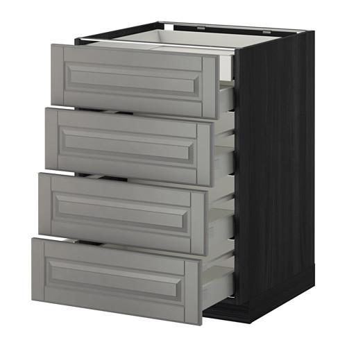 МЕТОД / МАКСИМЕРА Нплн шк 4фрнт/2нзк/3срд ящ - под дерево черный, Будбин серый, 60x60 см МЕТОД / МАКСИМЕРА Нплн шк 4фрнт/2нзк/3срд ящ - под дерево черный, Будбин серый, 60x60 см