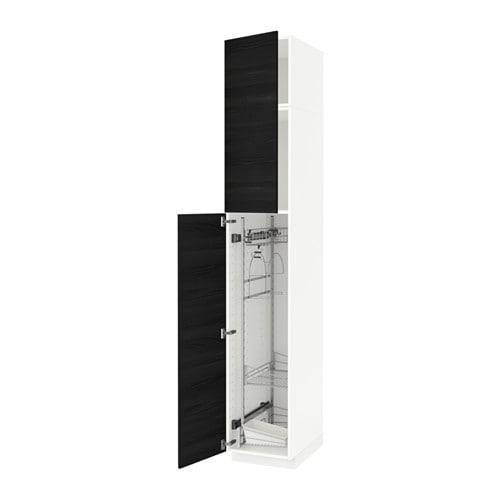 МЕТОД Выс шк с отд д/акс д/убрк - белый, Тингсрид под дерево черный, 40x60x240 см МЕТОД Выс шк с отд д/акс д/убрк - белый, Тингсрид под дерево черный, 40x60x240 см