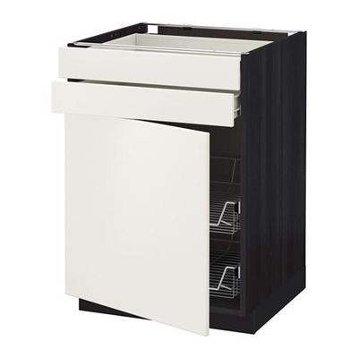 МЕТОД / ФОРВАРА Напольн шкаф/дверца/2ящ/првл крзн - 60x60 см, Веддинге белый, под дерево черный