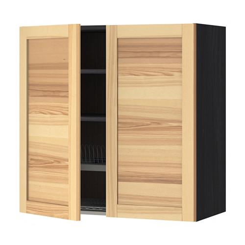 МЕТОД Навесной шкаф с посуд суш/2 дврц - под дерево черный, Торхэмн естественный ясень, 80x80 см МЕТОД Навесной шкаф с посуд суш/2 дврц - под дерево черный, Торхэмн естественный ясень, 80x80 см