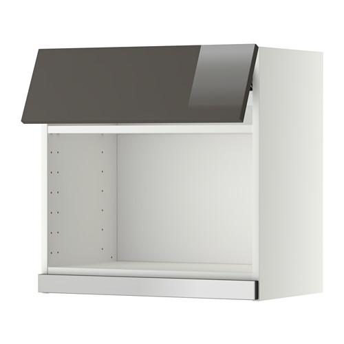 МЕТОД Навесной шкаф для СВЧ-печи - 60x60 см, Рингульт глянцевый серый, белый