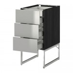 МЕТОД / МАКСИМЕРА Напольн шкаф 3фронт пнл/2низ/2ср ящ - под дерево черный, Гревста нержавеющ сталь, 40x60x60 см МЕТОД / МАКСИМЕРА Напольн шкаф 3фронт пнл/2низ/2ср ящ - под дерево черный, Гревста нержавеющ сталь, 40x60x60 см