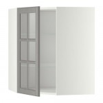 МЕТОД Углов навесн шк с полками/сткл дв - белый, Будбин серый, 68x80 см