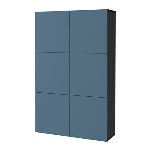 БЕСТО Комбинация для хранения с дверцами - черно-коричневый/Вальвикен темно-синий БЕСТО Комбинация для хранения с дверцами - черно-коричневый/Вальвикен темно-синий