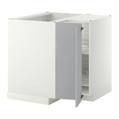 МЕТОД Угл напольн шкаф с вращающ секц - Веддинге серый, белый
