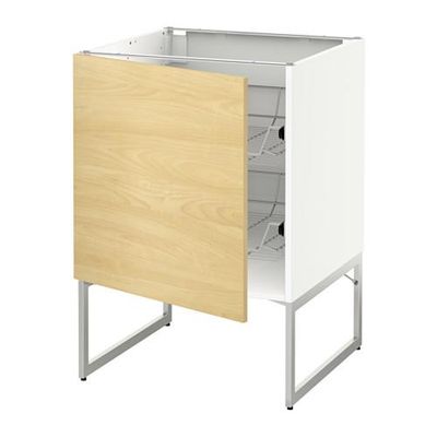 МЕТОД Напольный шкаф с проволочн ящиками - 60x60x60 см, Тингсрид под березу, белый МЕТОД Напольный шкаф с проволочн ящиками - 60x60x60 см, Тингсрид под березу, белый