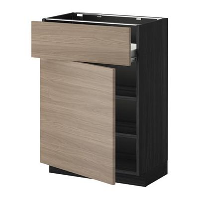 МЕТОД / ФОРВАРА Напольн шкаф с полкой/ящиком/дверью - под дерево черный, Брокхульт под грецкий орех светло-серый, 60x37 см МЕТОД / ФОРВАРА Напольн шкаф с полкой/ящиком/дверью - под дерево черный, Брокхульт под грецкий орех светло-серый, 60x37 см