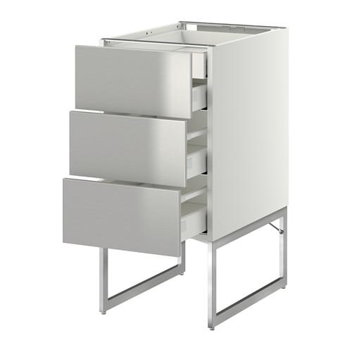 МЕТОД / МАКСИМЕРА Напольн шкаф 3фронт пнл/2низ/2ср ящ - белый, Гревста нержавеющ сталь, 40x60x60 см МЕТОД / МАКСИМЕРА Напольн шкаф 3фронт пнл/2низ/2ср ящ - белый, Гревста нержавеющ сталь, 40x60x60 см