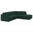 ВИМЛЕ 4-местный угловой диван - с открытым торцом/Гуннаред темно-зеленый