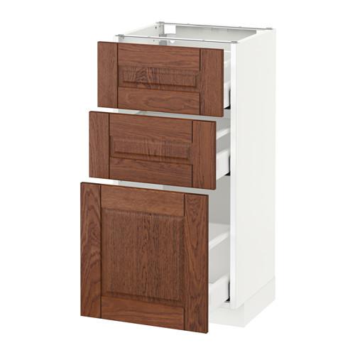 МЕТОД / МАКСИМЕРА Напольный шкаф с 3 ящиками - белый, Филипстад коричневый, 40x37 см