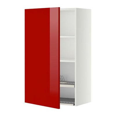 МЕТОД Шкаф навесной с сушкой - 60x100 см, Рингульт глянцевый красный, белый