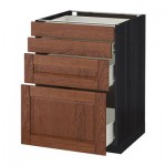 МЕТОД / ФОРВАРА Напольн шкаф 4 фронт панели/4 ящика - 60x60 см, Филипстад коричневый, под дерево черный